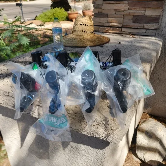 Irrigation tools sitting on the gate, ready for installation